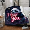 1pc Panda Love Heart Blanket, Lightweight Flannel Fleece with Digital Printing, Soft Warm for Sofa, Travel, Camping, Office, Couch, Chair, and Bed, Al