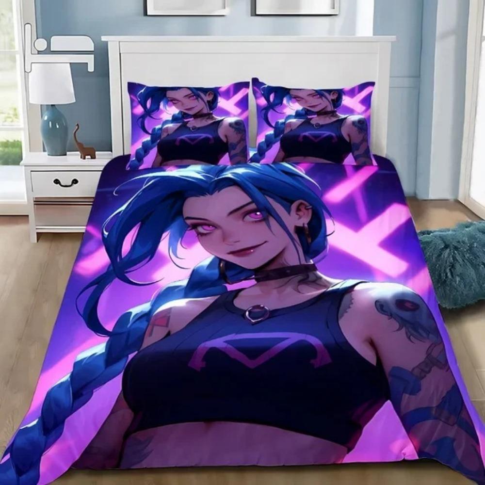 Anime 3D Print  Arcane Down duvet cover pillowcase LOL Jinx Adult Boy Girl Bedroom Decoration Single Double Size Bed size