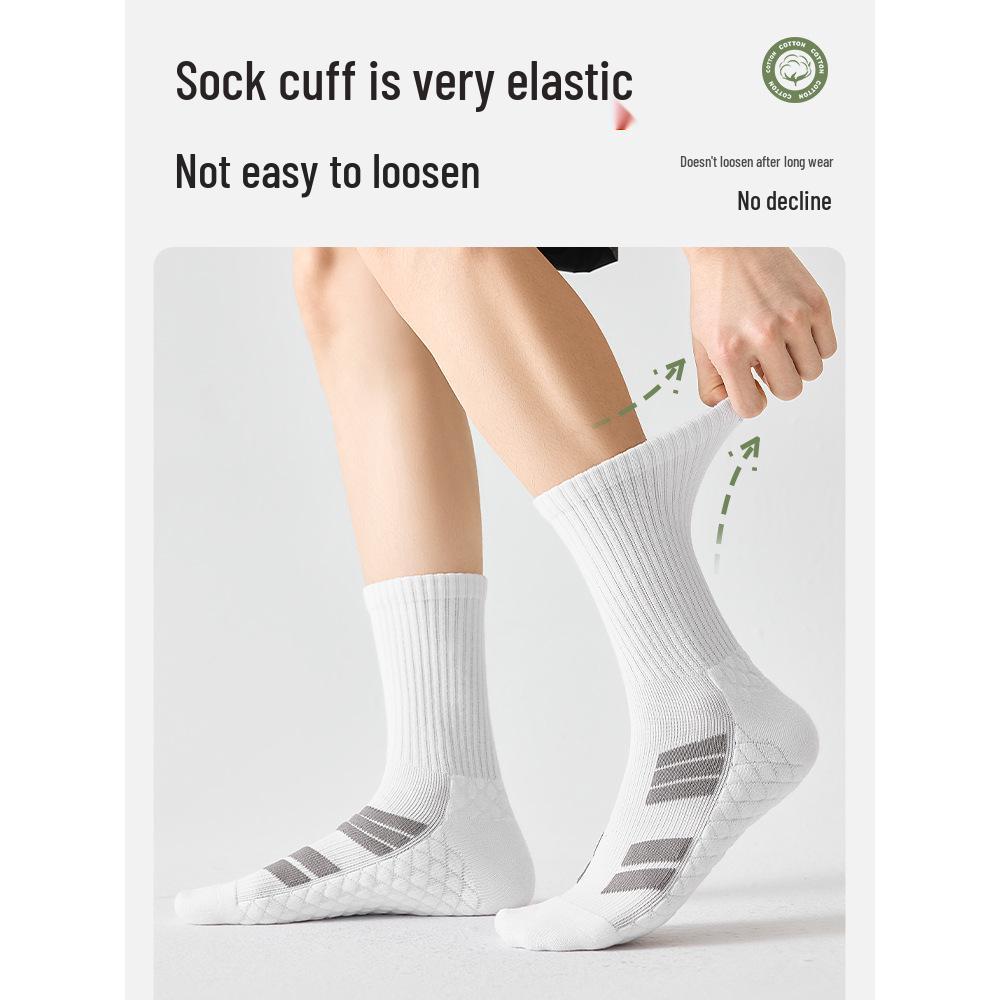 Men's Marathon Anti-Odor Long Running Socks with Thick Towel Sole for Football & Basketball
