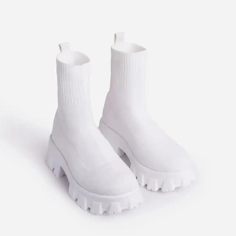 Calzature Autunno Inverno Taglia Grande Stivali da Donna Lavorati a Maglia con Suole Spesse e Comodi Stivali da Donna con Gambale Basso