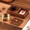 Chinese Style Solid Wood Ashtray with Lid for Home or Office