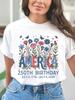 A T-Shirt Celebrating The 250Th Birthday Featuring a Floral Design from The USA - Vibrant Pattern Wi