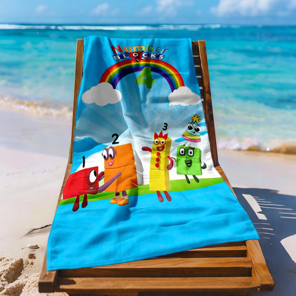 Numberblocks Beach Towel Super Soft Microfiber Quickdry Fabric Comfortable Lightweight Suitable For Swimming Gym Camping Yoga Vacation