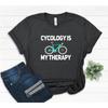 Cycology Is My Therapy T Shirt Mountain Bike  Vintage Washed Breathable Comfortable Versatile Slightly Top For Everyday Wear