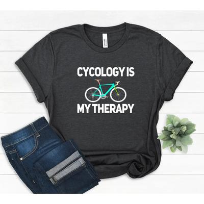 Cycology Is My Therapy T Shirt Mountain Bike Vintage Washed Breathable Comfortable Versatile Slightly Top For Everyday Wear