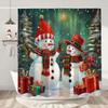 Christmas Shower Curtain Santa Claus Christmas Gifts Snowman Happy Holidays Polyester Shower Curtains Bathroom Deco with Hooks