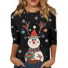 3/4 Sleeve Shirts For Women Print Christmas Tees Blouses Casual Plus Size Basic Tops Pullover
