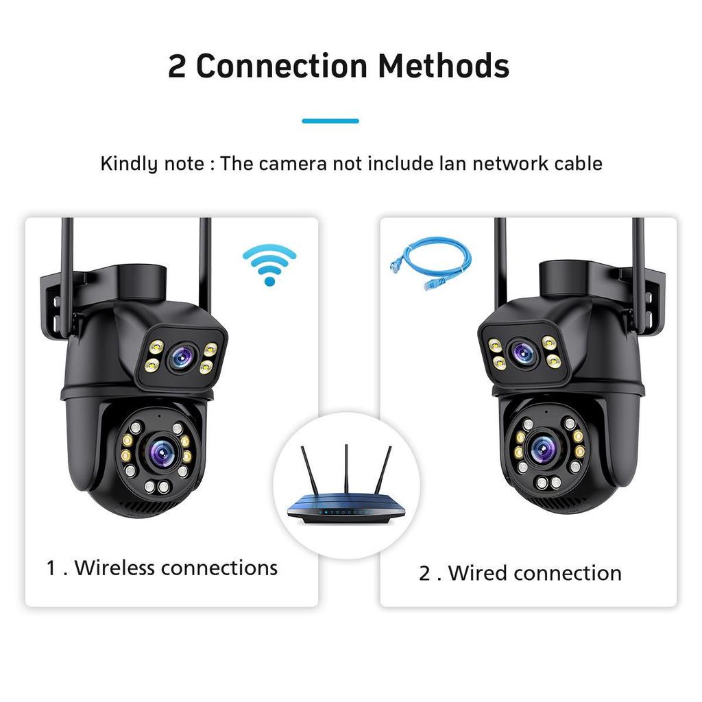 iCSee Dual-Lens HD WiFi Outdoor Surveillance Camera with Gun-Ball Linkage, Waterproof Design