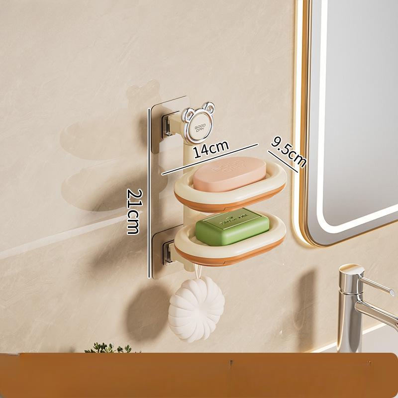Non-perforated Wall-mounted Soap Box Multi-layer Rotating Bathroom ShelfDraining Box