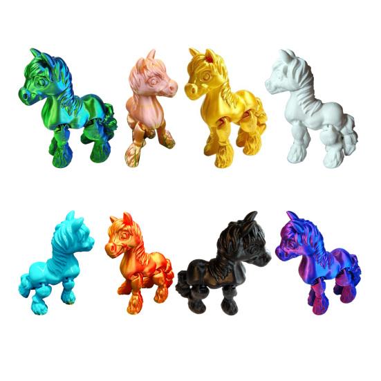 3D Printed Horse Figurine Movable Joints Pony Statue Stress Relief Fidget Toy Educational Animal Model Desktop Decoration Ornament