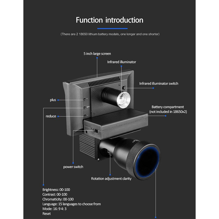 Fire Wolf 5.0 inch display Siamese night vision HD 1080P oscilloscope camera infrared illuminator rifle sight hunting optical system