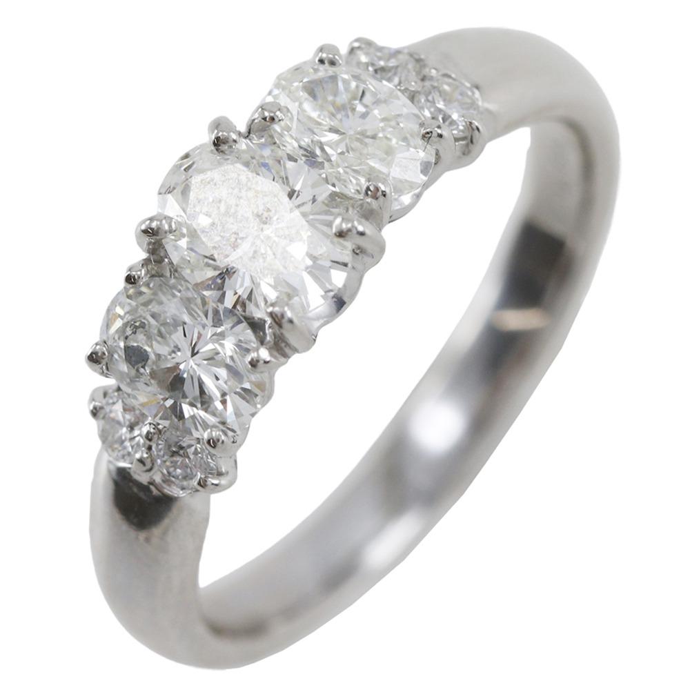 

Овальна каблучка Pt900Платина/діамант #4.9(Розмір США) 4.7г Жіночий Вживаний