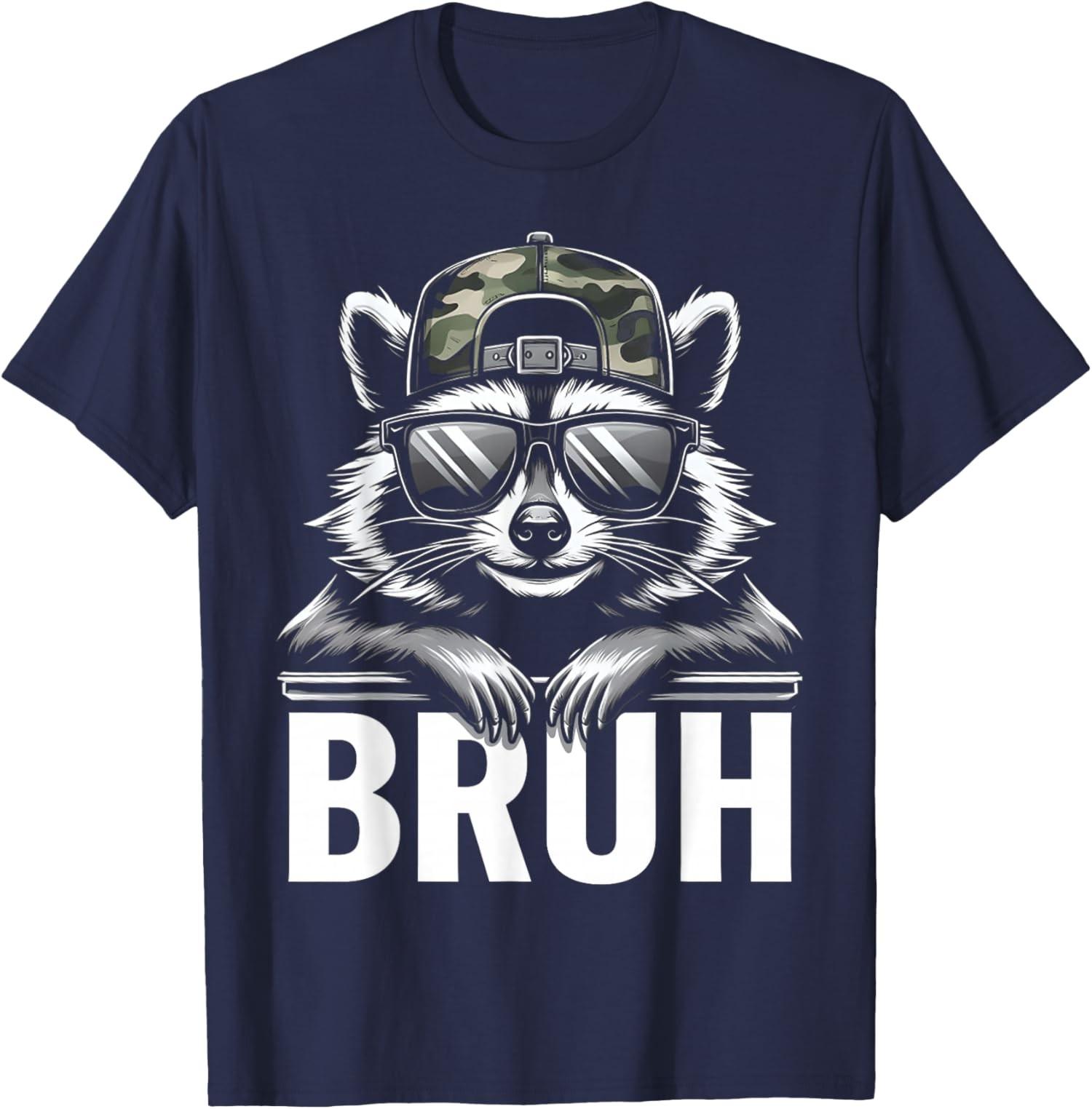 Funny Bruh Raccoon Trash Racoon Camo Hat Unisex T-Shirt S разноцветный
