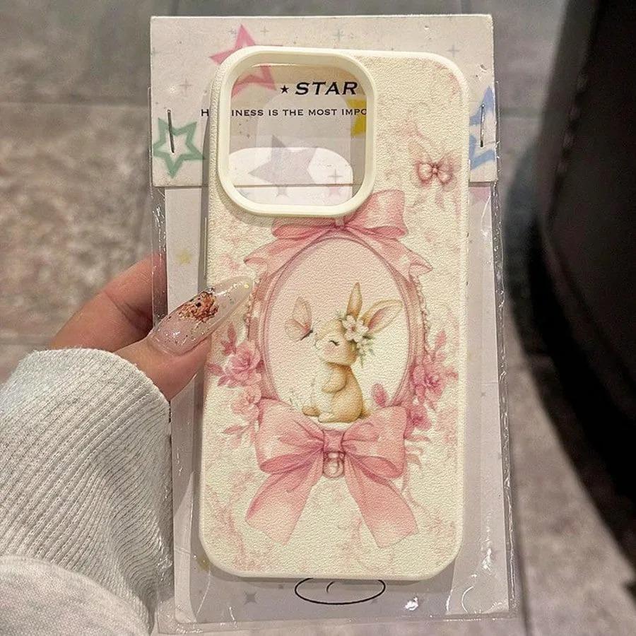 Elegant Sweet Bow Bunny Case For Samsung S25 S24 S23 Ultra FE A56 A55 A53 A54 A34 A16 A35 A36 A26 A05S A06 A07 A15 A17 Cover