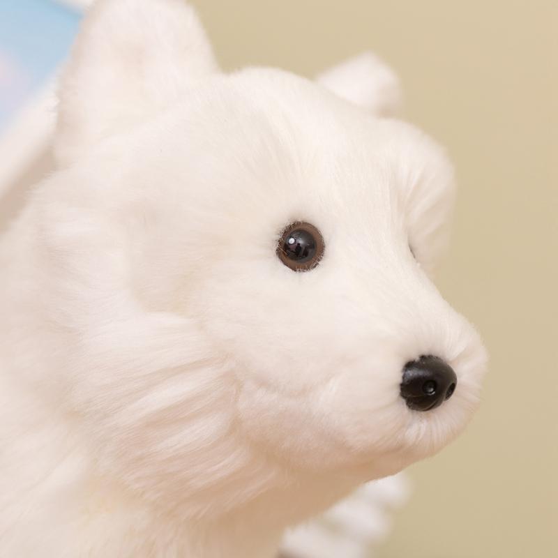 22Cm Adorable Fluffy Arctic Fox Plush Toy Soft Simulation Stuffed Foxes Lifelike Animal Appease Doll Gift For Kids