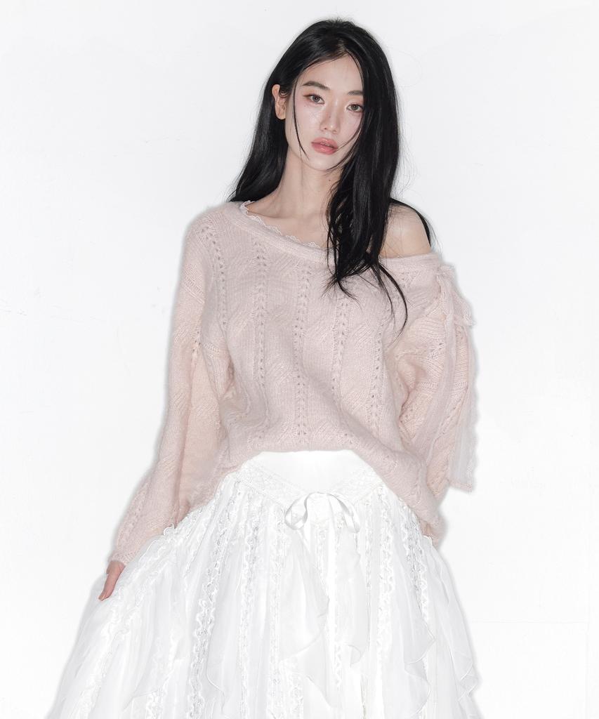 Deotiseu Soft Veil Off Shoulder Knit_Tt6S302Pk