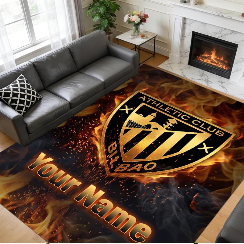 Crystal Velvet Rug Custom Name Text, Soft Non Slip Floor Mat Home DecorAthletic Bilbao FC