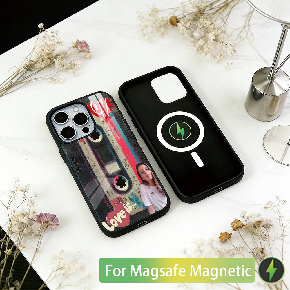 

Cassette Tape Retro Style Phone Case For iPhone17,16,15,14,13,12,11 Plus,Pro Magnetic with Magsafe Wireless Charging iPhone15