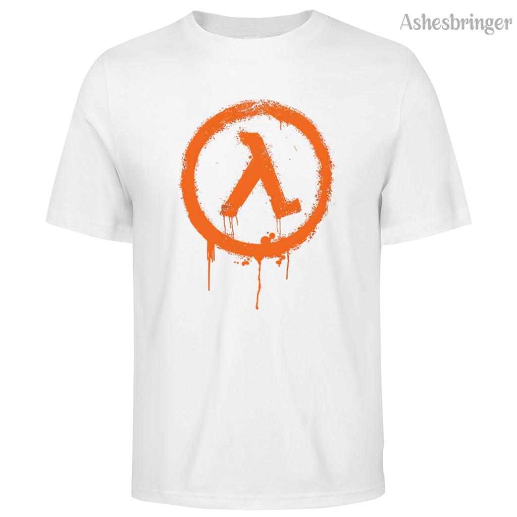 Men's Cotton Crew Neck Half Life Graphic Print T-Shirt Street Casual Style Tops For Men and Women