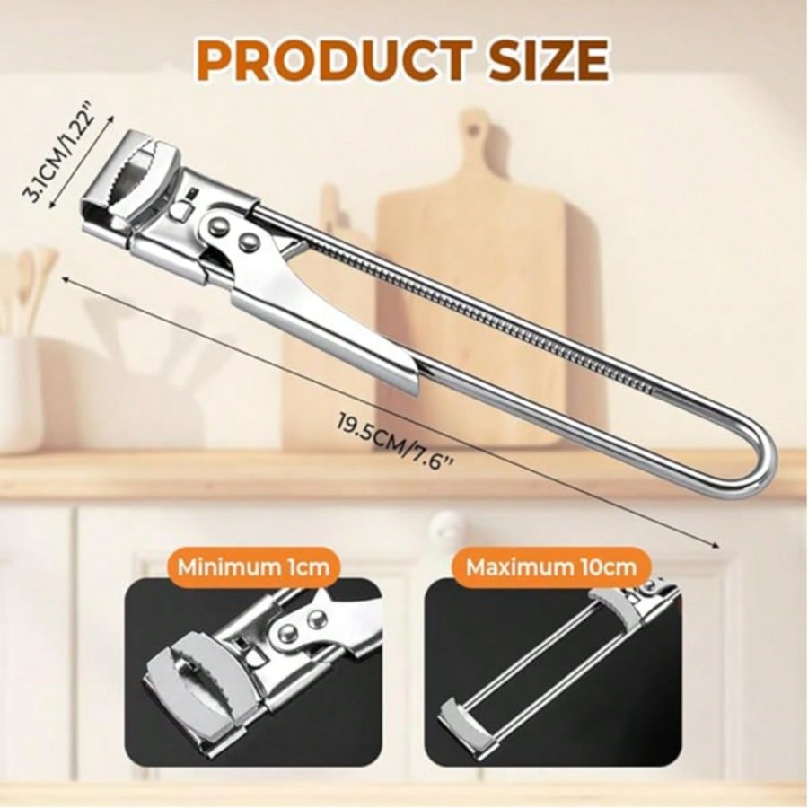 Adjustable Multifunctional Stainless Steel Can Opener, Master Jar And Bottle Opener, Kitchen Gadgets Tight Grip Lid Opener, Kitchen Essential