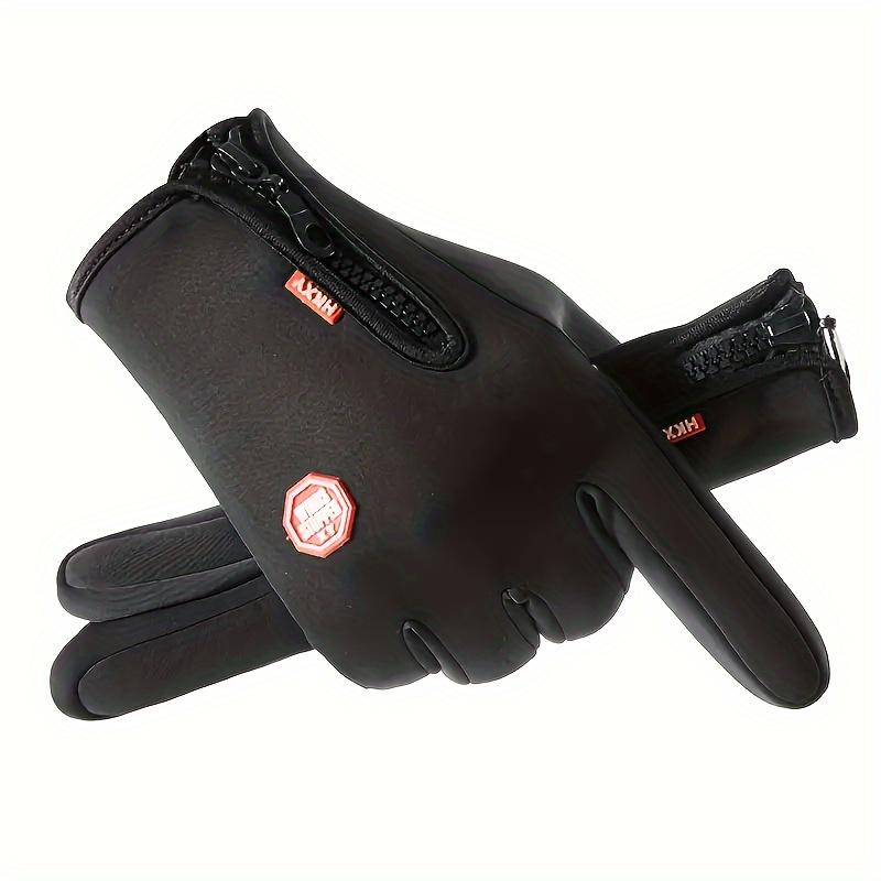 Winter Gloves for Men, Windproof & Warm, Polyester Fabric with Zipper Closure, Ideal for Outdoor Cycling Winter Gloves