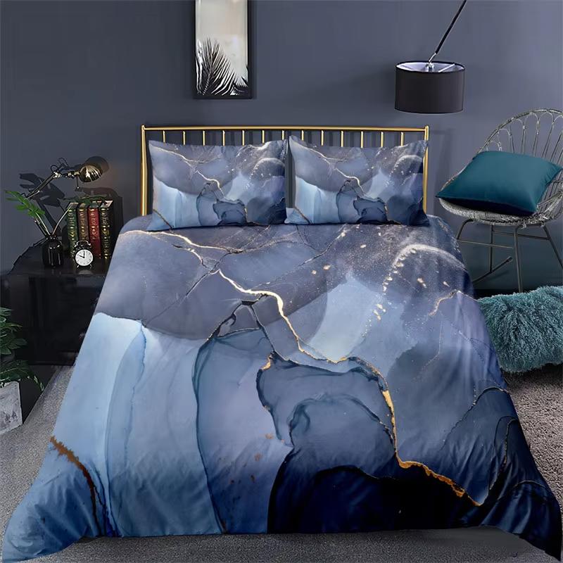 Abstract Marble Bedding Set Bronzing Marble Texture 3D Print Duvet Cover Set Microfiber Comforter Cover King Queen For Men Women