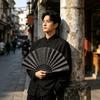 Silk Bamboo Folding Fan DIY Calligraphy Painting Men Women Hand Held Fan Summer Portable Cooling Fan Party