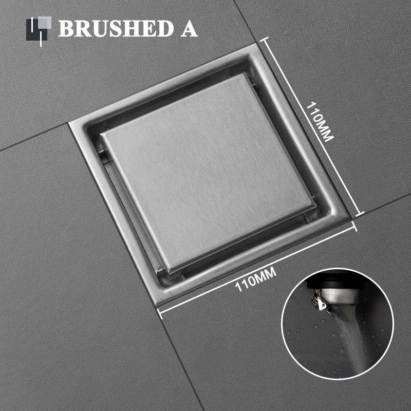 Bathroom Deodorant Shower Floor Drain Stainless Steel Square Garbage Filter Drainage Tile Embedded Invisible Floor Drain