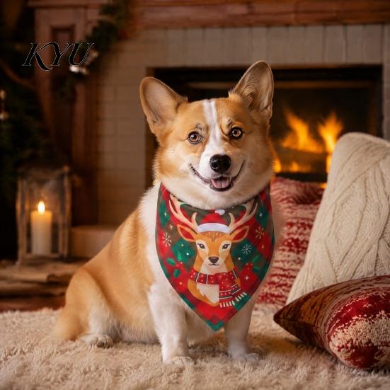 Cute Snowman Dog Accessories Christmas Bandana, Pet Triangular Scarf, Tree Patterns, Festive Apparel for Adjustable Bandana Bib Cats, Small