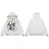 American Vintage Angel Note Print Hooded Sweatshirt Jacket Streetwear Trendy Loose Fit