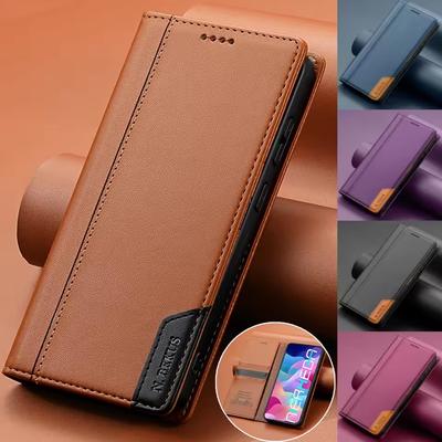 Magnetinis atlenkiamas odinis dėklas Samsung Galaxy S25 Edge S24 S23 Ultra S22 S21 FE S20 S10 Plus Note20 A17 A16 A56 A36 piniginės tipo dėklas