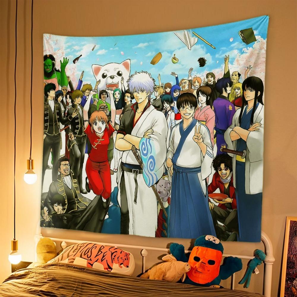 1pc Japanese Anime Tapestry GINTAMA Background Cloth Student Dormitory Bedside Bedroom Decoration Hanging Rental House Tapestry