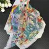 POBING Silk Cashmere Scarf Women Hand Rolled Shawls Fashion Printed Square Scarves Wraps Lady Bandana Big Hijabs Female Foulards