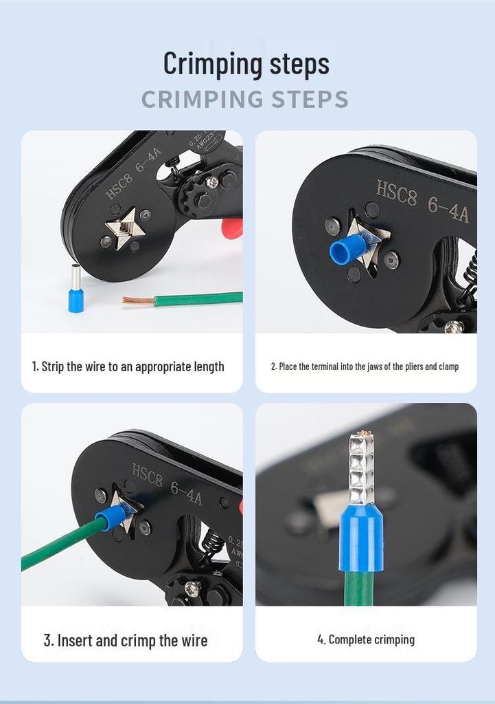 Insulated Wire Connector & Crimping Plier Set: 800/1200/1800 Pcs Tubular Cold-Press Terminals, 6-4A