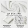 Women's White Fuzzy Knit Pullover Sweater With Floral Lace Openwork Sleeve Panel, Wide Neckline And Ribbed Cuffs For Casual Elegant Wear