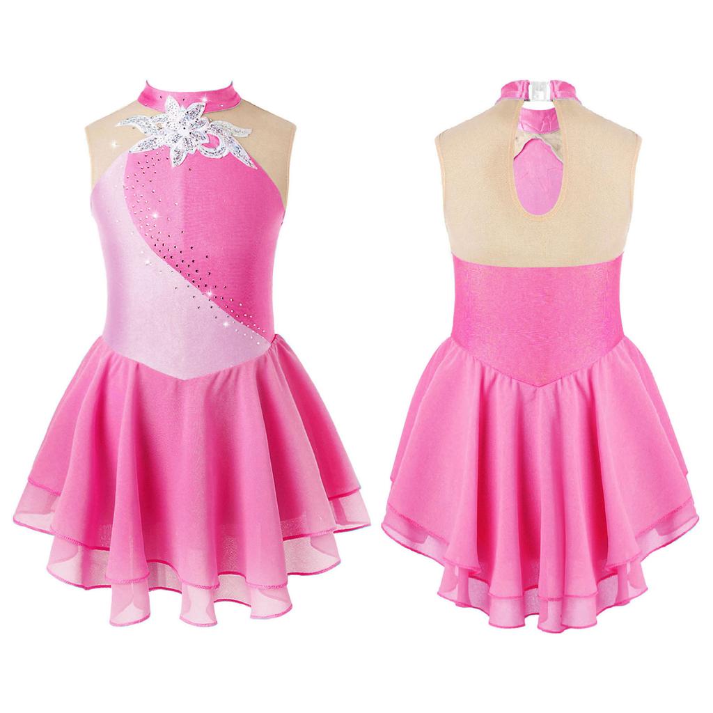 Figure Ice Skating Dress for Girls Kids Ballet Dance Dress Child Gymnastics Lyrical Dance Dress Costumes