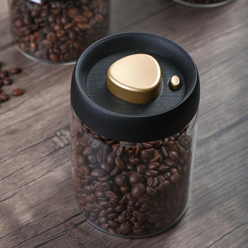 Coffee bean sealed tank Moisture-proof storage tank Vacuum fresh-keeping tank Glass tea tank Storage tank Storage box Tea leaves