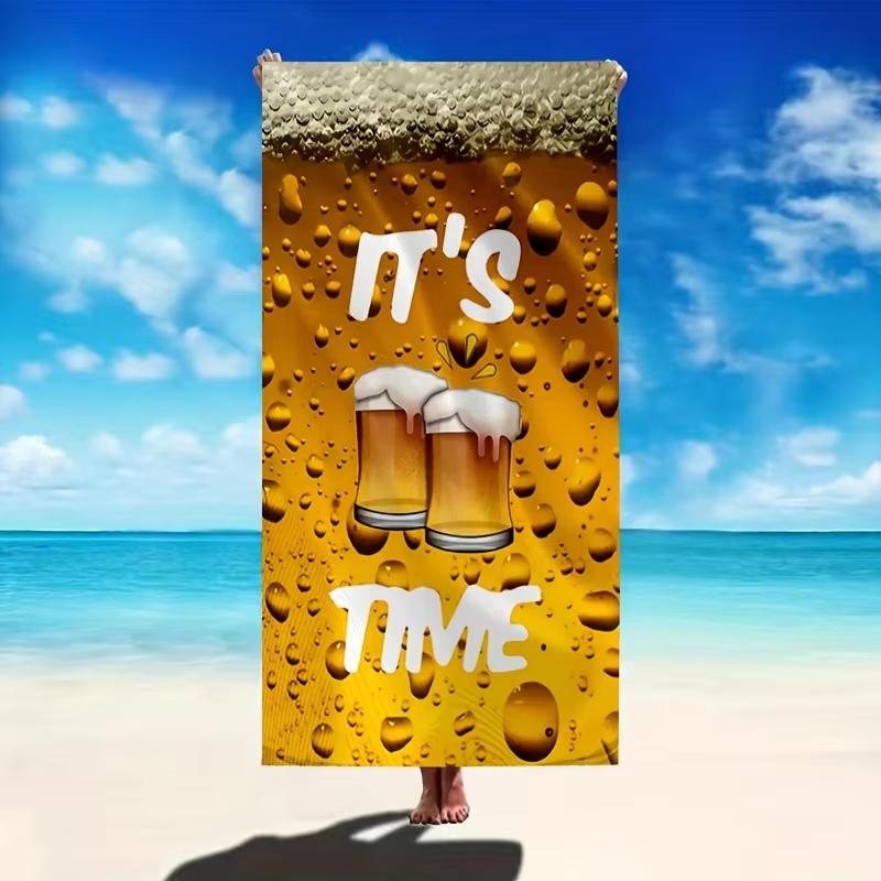 Es ist Zeit Bier Strandtuch, Gemustertes Sonnenschutz Winddicht Saugfähige Mikrofaserdecke Für Pool Camping Reisen Spaß