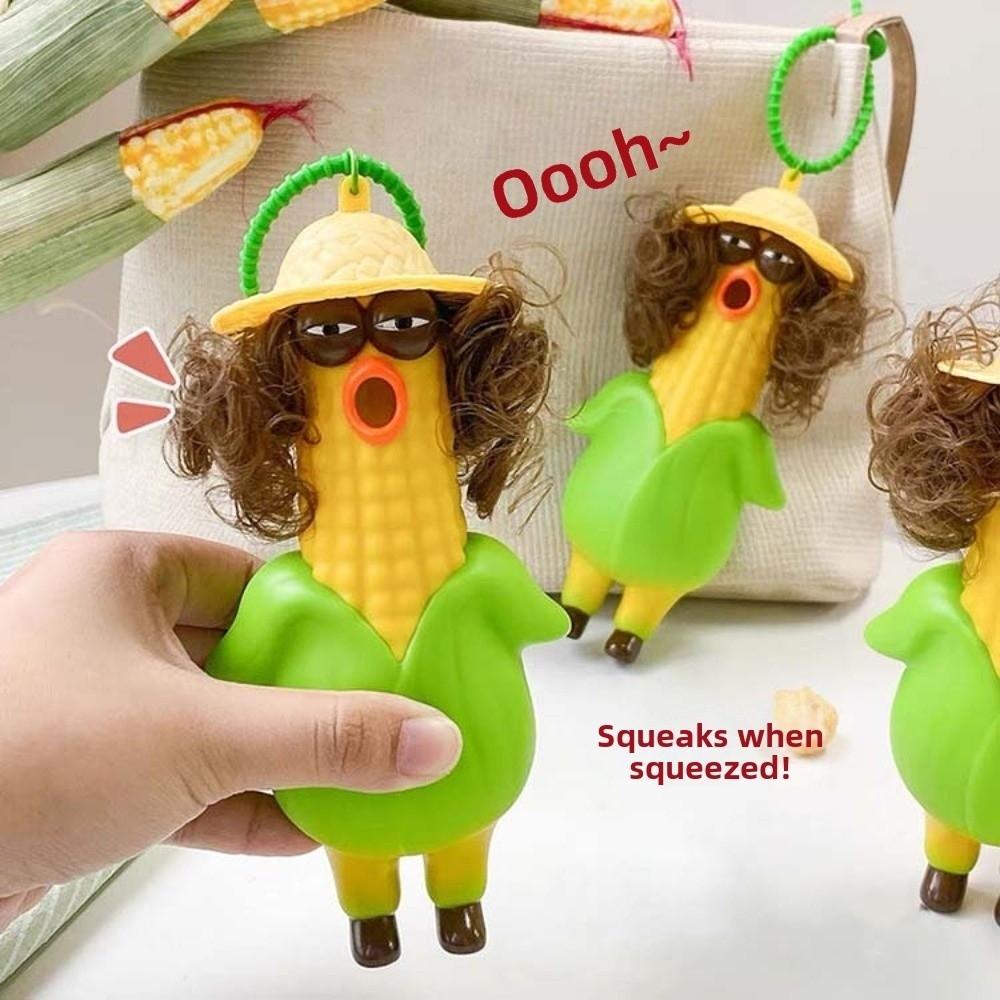 Shrill Corn Key Chain Flexible Squishy Toy Pendant Sensory Toy Screaming Chicken Teens
