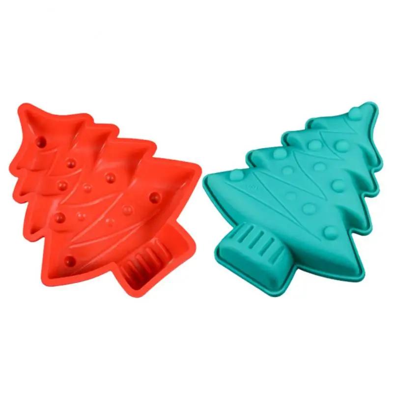 Silicone Christmas Tree Cake Mold Chocolate Pie Mold Non-Stick Cartoon Bakeware Xmas Party Food Cakes Mold Baking Accessories