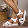 Plus-size Wedge Heel Platform Linen Sole Single-strap Sandals, New Summer Style, Perfect for Beach Wear and Outdoor Wear.
