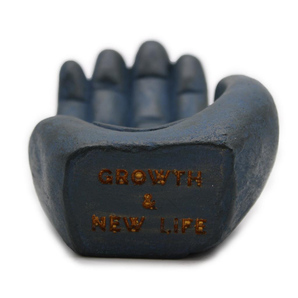 Incense Burner Hand Fertility Blue Finish
