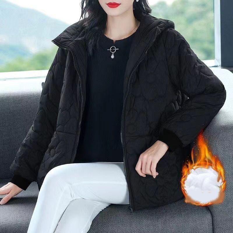 

Зимняя хлопковая куртка женская утепленная верхняя одежда свободная молния карман пуховая хлопковая одежда женские парки L чёрный