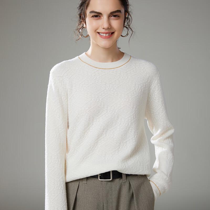 Vanzhen Women's Round Neck Cashmere Blend Pullover Sweater