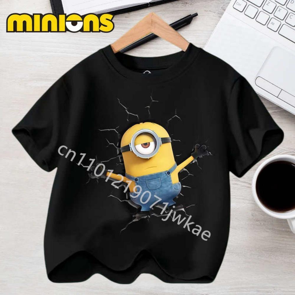Anime Minions T-shirts for Children Kawaii Cartoon Graphic T Shirts Girls Casual Short Sleeves Tops Summer Baby Boys Clothing