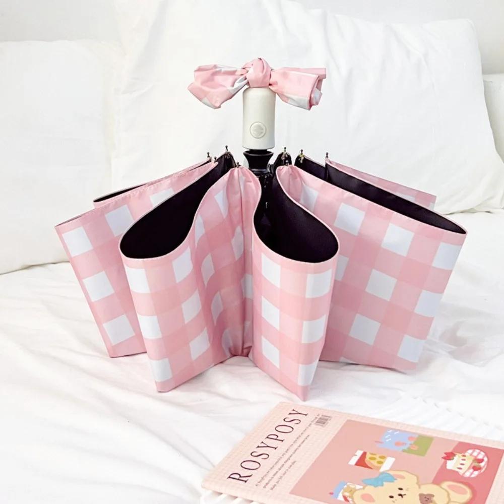 Windproof/Sunproof Automatic Umbrella Black Coated Protection UV Protection Polka Dot Bowknot Umbrella Folding UPF 50+