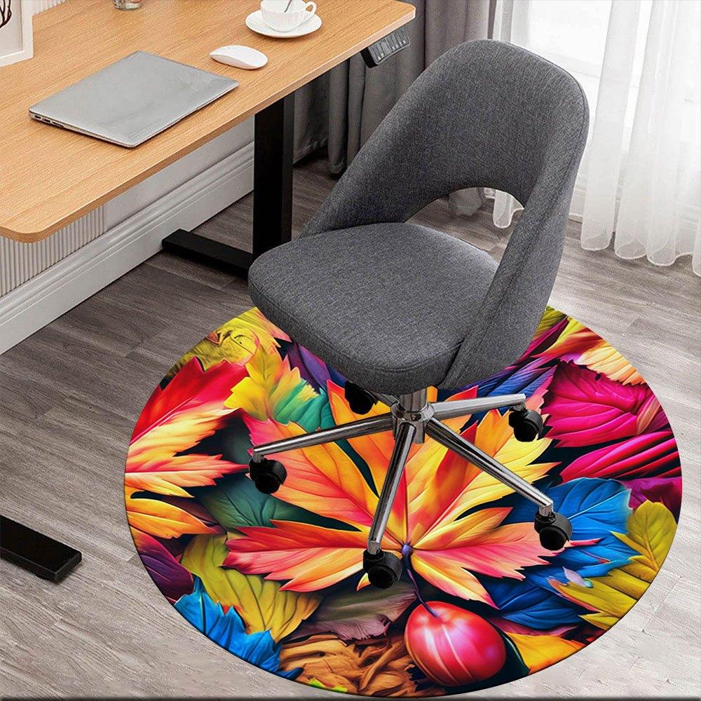 

Autumn Leaves Colorful Circular Wall Art DecorRound Non-Slip chair mat chair carpet for office Rugs for Office Decor Gift For Valentine s Day Mother s 80cm by 80cm