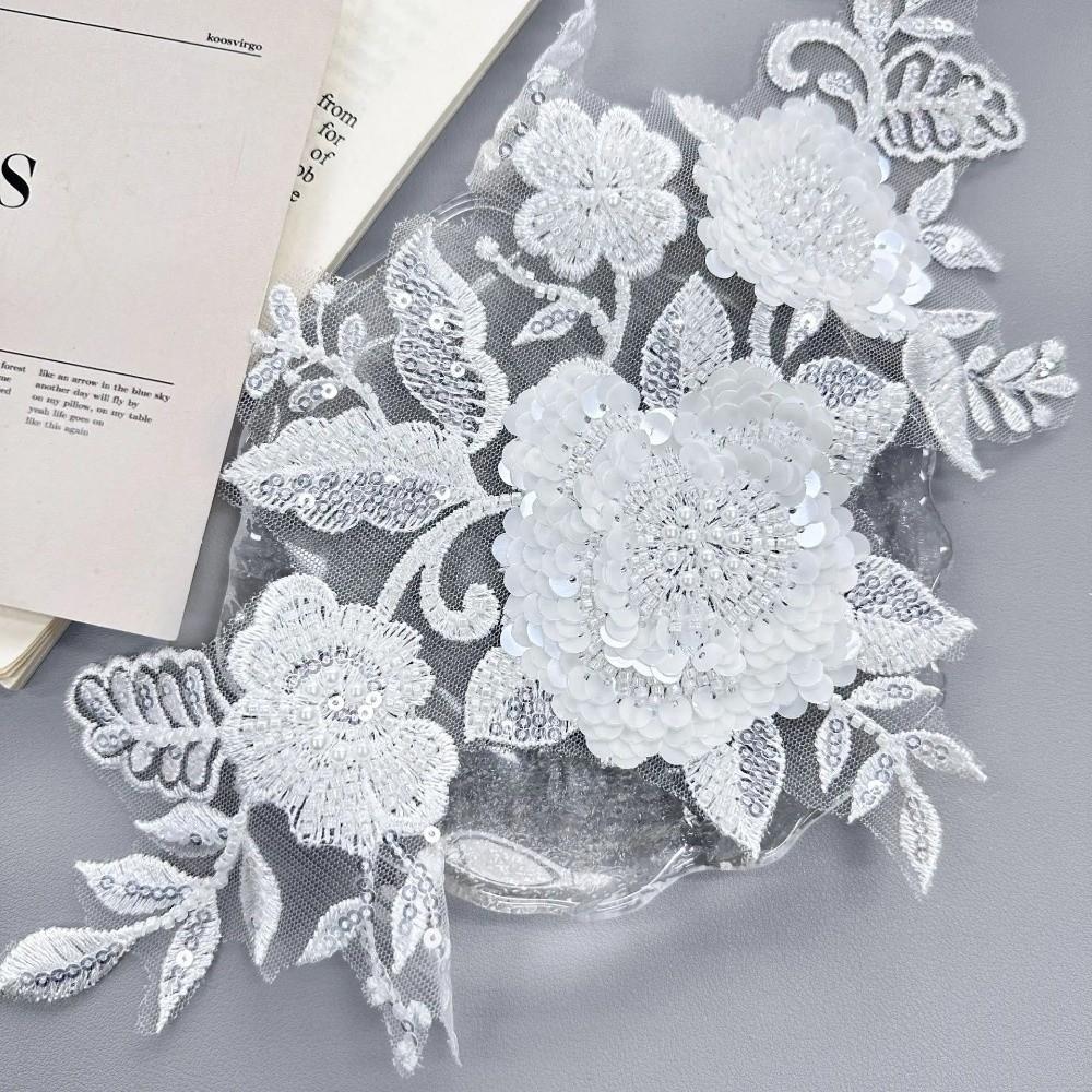 Decoration Accessories Bead Lace Flower Stickers Handmade DIY Lace Applique Embroidery Colored Applique Children's Wear
