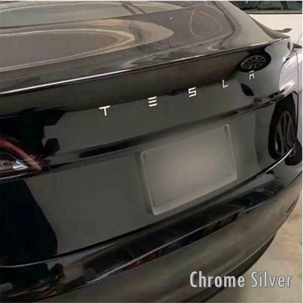 1 Stück 3D ABS Logo Tesla Emblem Buchstaben Auto Kofferraum Abzeichen Hintere Buchstaben Beschriftung Galvanisiert Für MODEL 3 MODEL S X Modifizierte Zubehörteile