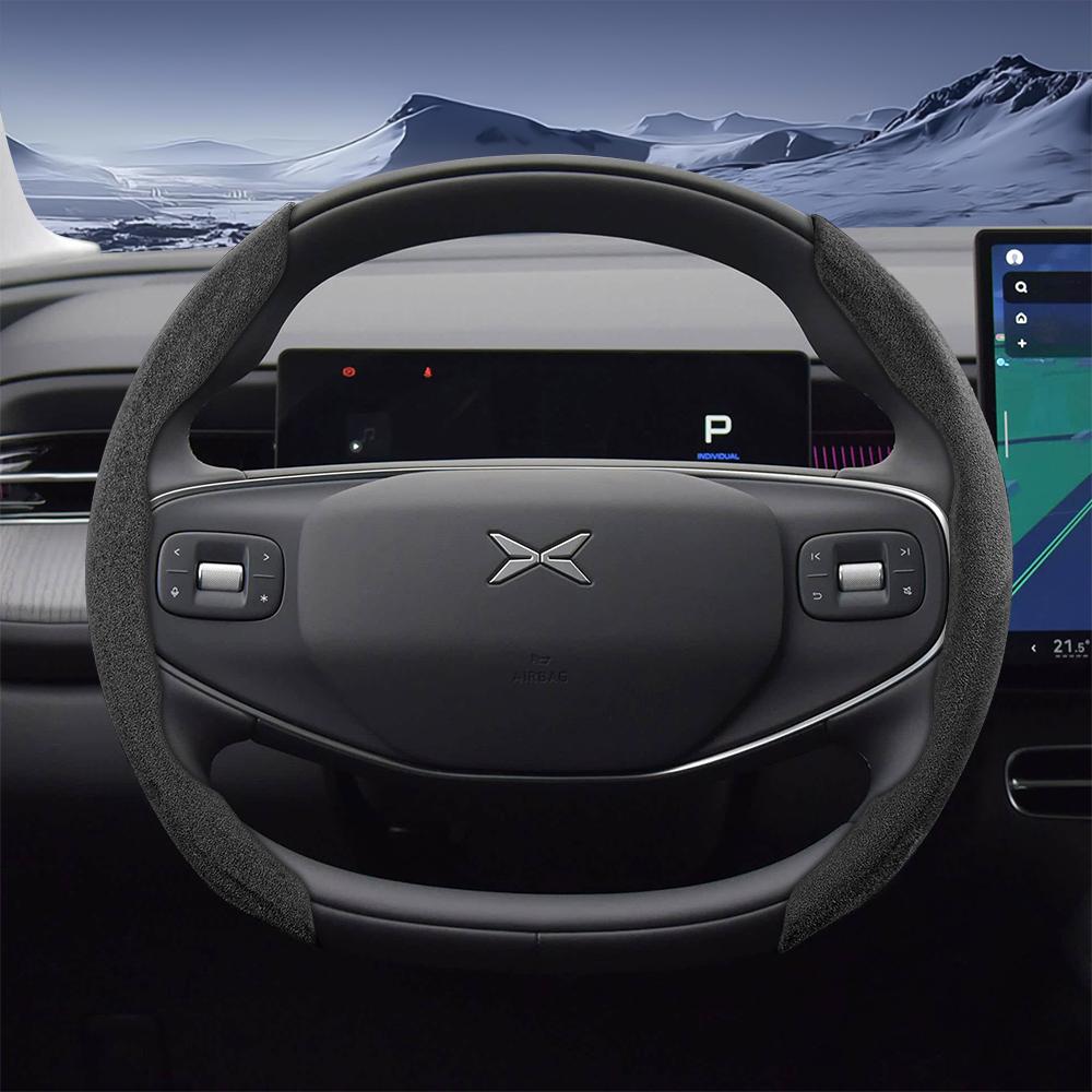 bpzsw1 Suitable for Xpeng Sports Suede Steering Wheel Cover, Split Snap-On Style, Non-Slip and Durable, for Models Such as G6, G9, P7, P7+, X9, G3,
